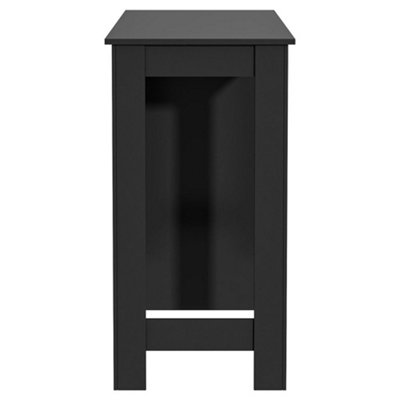 Black Modern Chipboard Bar Table with 3 Storage Shelves for Kitchen Dinning Room