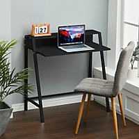Black Modern Compact Wooden Office Table Computer Laptop Desk