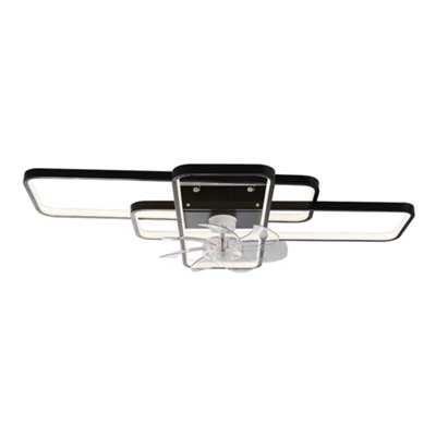 Black Modern Dimmable LED Ceiling Fan Light with Remote Control and ...