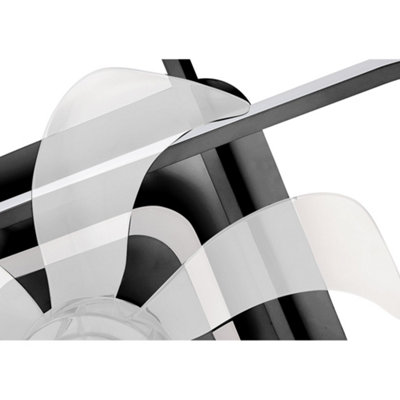 Black Modern Dimmable Rectangular LED Ceiling Fan Light with 7 Blades ...