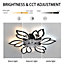 Black Modern Flower Shape Ceiling Fan with Light with Remote Control 65cm Dia
