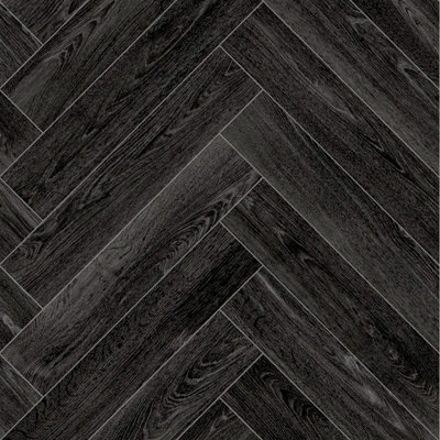 Black Modern Parquet Effect Anti-Slip Vinyl Flooring For Kitchen ...