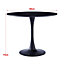 Black Modern Round Wooden Dining Table Coffee Table with Metallic Base Dia 900mm