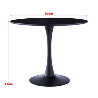 Black Modern Round Wooden Dining Table Coffee Table with Metallic Base Dia 900mm
