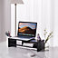 Black Monitor Stand Riser with Shelf 50cm W x 20cm D x 13.2cm H