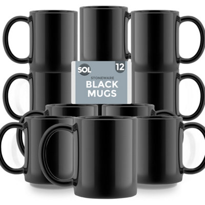 Black Mugs Set of 12 100 Lead and Cadmium Free Stoneware Mug Set 11oz