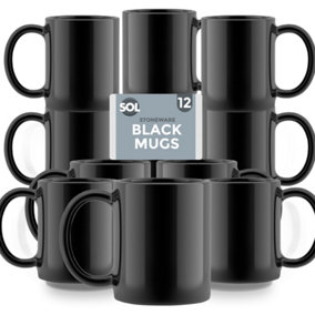Black Mugs Set of 12 100% Lead and Cadmium Free Stoneware Mug Set 11oz