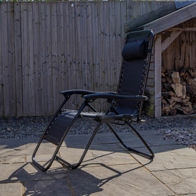 Buy Black Multi Position Textoline Zero Gravity Garden Relaxer Chair Lounger DIY at B&Q