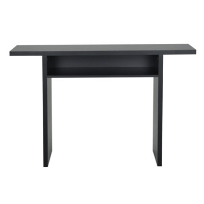 Black Narrow Rectangular Console Table with Storage Shelf