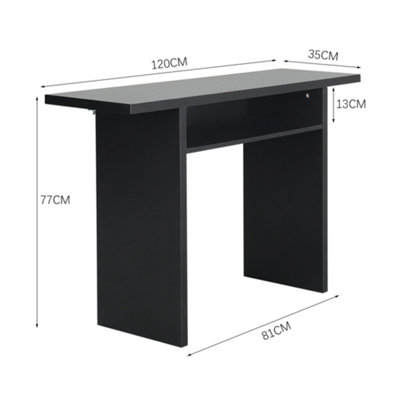Black Narrow Rectangular Console Table with Storage Shelf