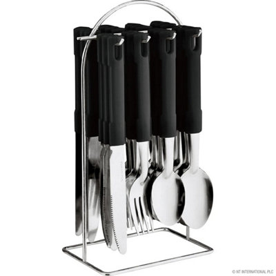 BLACK NEW 24PC CUTLERY DINNER SET STAINLESS