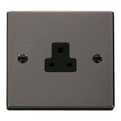 Black Nickel 1 Gang 2A Round Pin Socket - Black Trim - SE Home