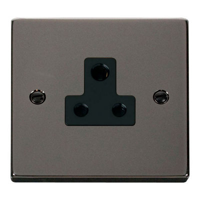 Black Nickel 1 Gang 5A Round Pin Socket - Black Trim - SE Home