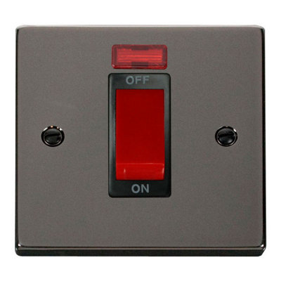 Black Nickel 1 Gang Size 45A Switch With Neon - Black Trim - SE Home