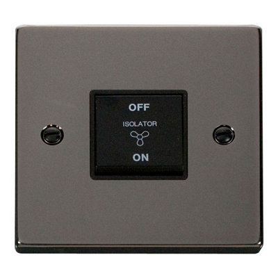 Black Nickel 10A 3 Pole Fan Isolation Switch - Black Trim - SE Home