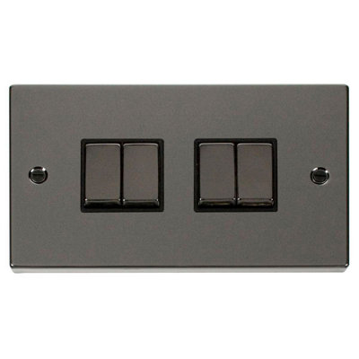 Black Nickel 10A 4 Gang 2 Way Ingot Light Switch - Black Trim - SE Home