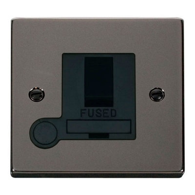 Black Nickel 13A Fused Connection Unit Switched With Flex - Black Trim - SE Home