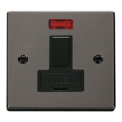 Black Nickel 13A Fused Connection Unit Switched With Neon - Black Trim - SE Home