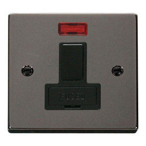 Black Nickel 13A Fused Connection Unit Switched With Neon - Black Trim - SE Home