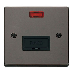 Black Nickel 13A Fused Connection Unit With Neon - Black Trim - SE Home