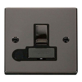 Black Nickel 13A Fused Ingot Connection Unit Switched With Flex - Black Trim - SE Home