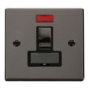 Black Nickel 13A Fused Ingot Connection Unit Switched With Neon - Black Trim - SE Home