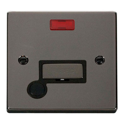 Black Nickel 13A Fused Ingot Connection Unit With Neon With Flex - Black Trim - SE Home
