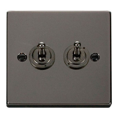 Black Nickel 2 Gang 2 Way 10AX Toggle Light Switch - SE Home