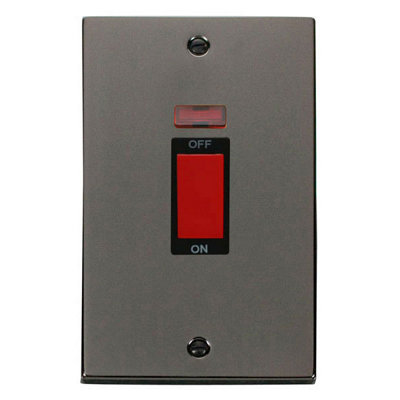 Black Nickel 2 Gang Size 45A Switch With Neon - Black Trim - SE Home
