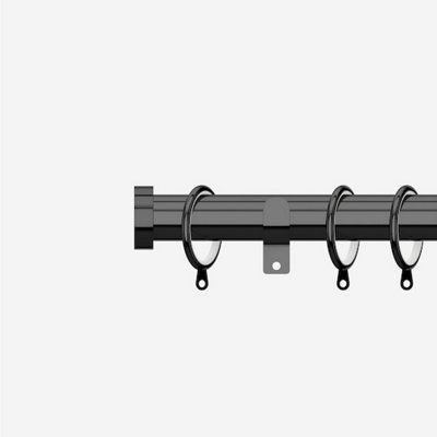 Black Nickel 28mm Stud Fixed Length Metal Curtain Pole  120cm