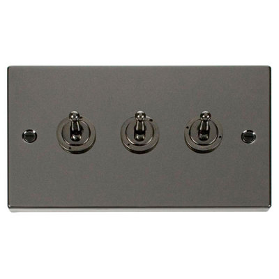 Black Nickel 3 Gang 2 Way 10AX Toggle Light Switch - SE Home