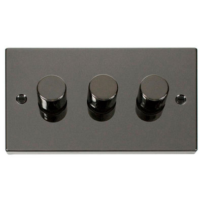 Black Nickel 3 Gang 2 Way 400w Dimmer Light Switch - SE Home