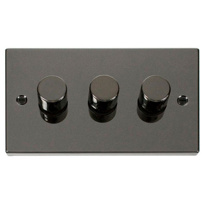 Black Nickel 3 Gang 2 Way LED 100W Trailing Edge Dimmer Light Switch - SE Home