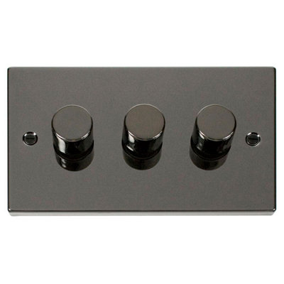 Black Nickel 3 Gang 2 Way LED 100W Trailing Edge Dimmer Light Switch - SE Home