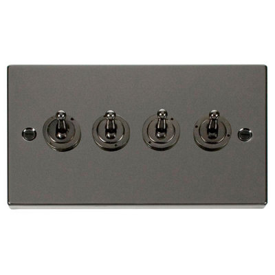 Black Nickel 4 Gang 2 Way 10AX Toggle Light Switch - SE Home