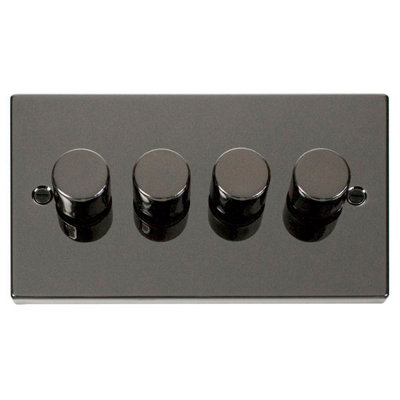 Black Nickel 4 Gang 2 Way 400w Dimmer Light Switch - SE Home