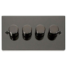 Black Nickel 4 Gang 2 Way LED 100W Trailing Edge Dimmer Light Switch. - SE Home