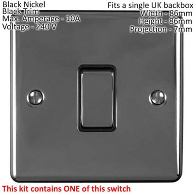 BLACK NICKEL Bedroom Socket & Switch Set - 1x Light & 2x Double UK Power Sockets