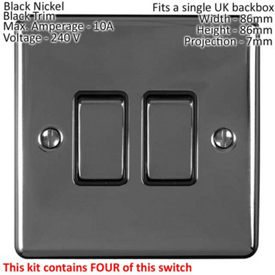 BLACK NICKEL House Socket & Switch Set -14 Light & 14 Switched UK Power Sockets