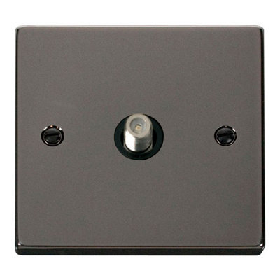 Black Nickel Satellite Socket 1 Gang - Black Trim - SE Home