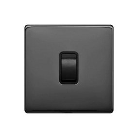 Black Nickel Screwless Plate 1 Gang Intermediate Light Switch - Black Trim - SE Home