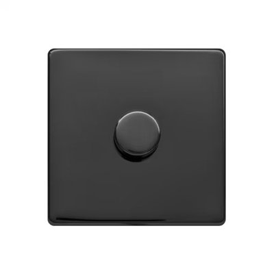 Black Nickel Screwless Plate 100W 1 Gang 2 Way Intelligent Trailing LED Dimmer Switch - SE Home