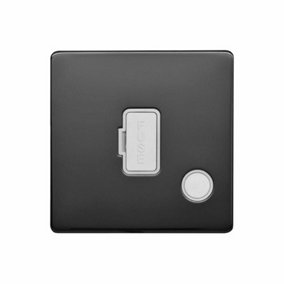 Black Nickel Screwless Plate 13A UnSwitched Connection Unit Flex Outlet - White Trim - SE Home