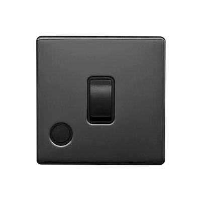 Black Nickel Screwless Plate 20A 1 Gang Double Pole Switch Flex Outlet - Black Trim - SE Home