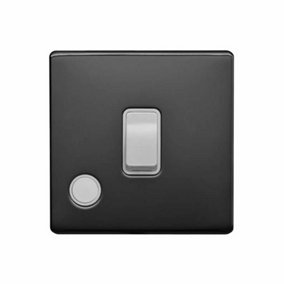 Black Nickel Screwless Plate 20A 1 Gang Double Pole Switch Flex Outlet - White Trim - SE Home