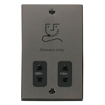 Black Nickel Shaver Socket 115v/230v - Black Trim - SE Home