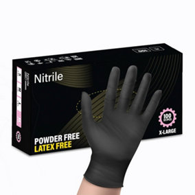 Black Nitrile Disposable Super Strong 5g Latex Free Gloves Double Strength Box Of 100 - Medium