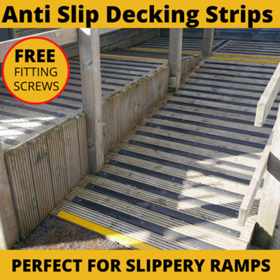 Black Non Slip Decking Strips for Slippery Wooden Ramps and Decking