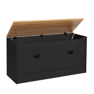Black & Oak Home Living Storage Box Unit