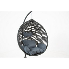 Black Onyx hanging egg chair with rain cover